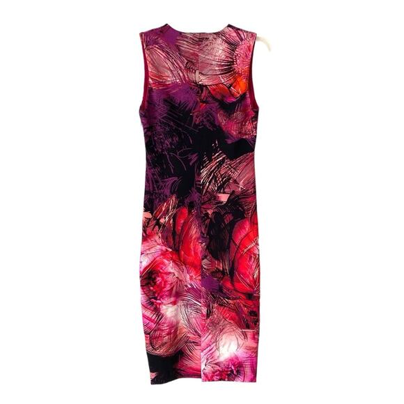 Fuzzi Pink Fuchsia V-Neck Abstract Floral Dress size small Sheath - Picture 7 of 7